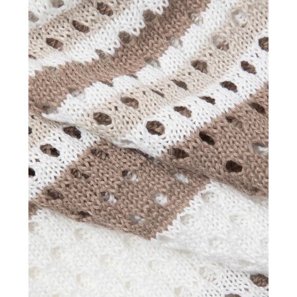 Micas Women's XL Stripe Openwork Knit Crop Tank Top Slit Midi Skirt Summer Set - Picture 7 of 7